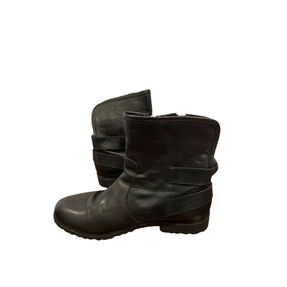 Charles David Black leather Combat Boots Sz10 NWT